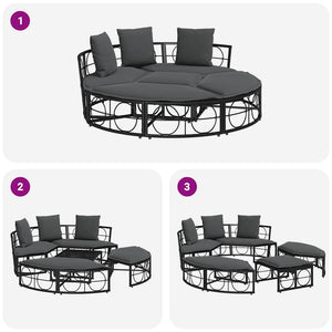 Schwarzes Outdoor-Loungebett ohne Dach
