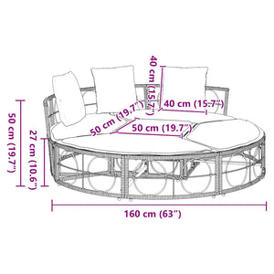 Schwarzes Outdoor-Loungebett ohne Dach