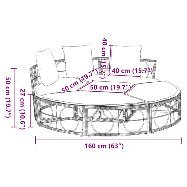 Schwarzes Outdoor-Loungebett ohne Dach