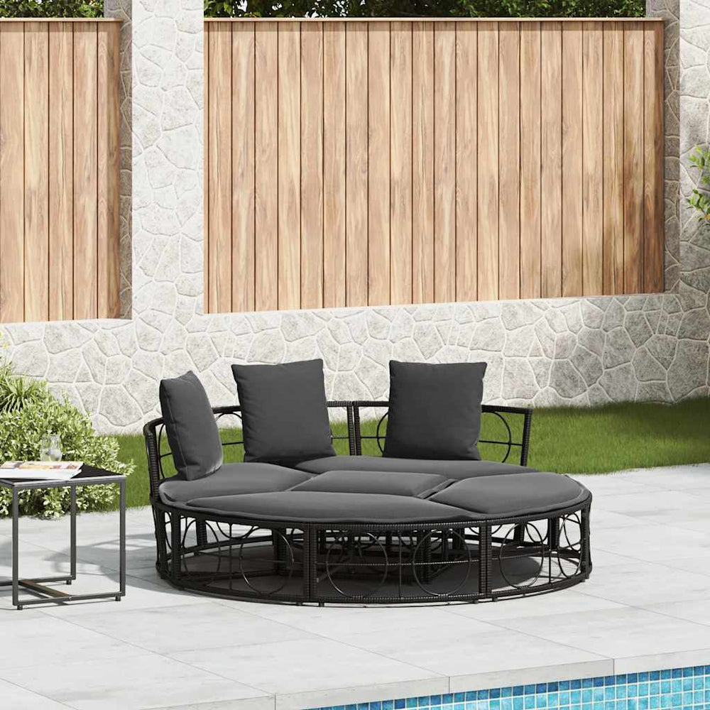 Schwarzes Outdoor-Loungebett ohne Dach