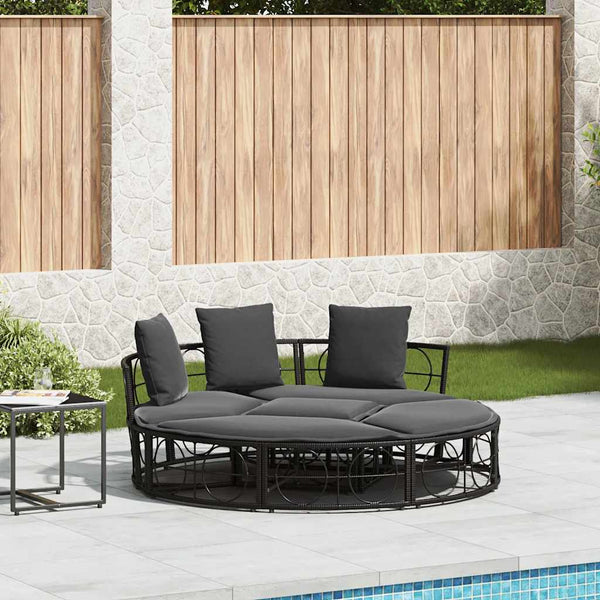 Schwarzes Outdoor-Loungebett ohne Dach