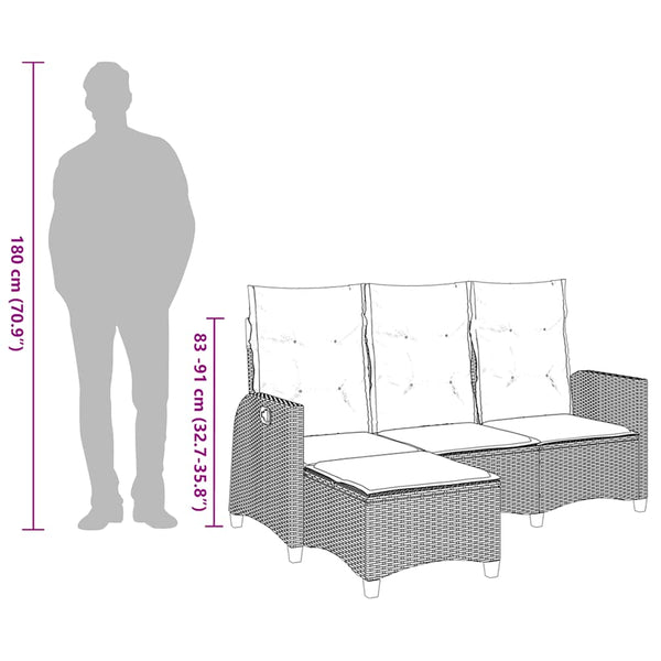 Gartensofa L-Form mit Liegefunktion & Kissen