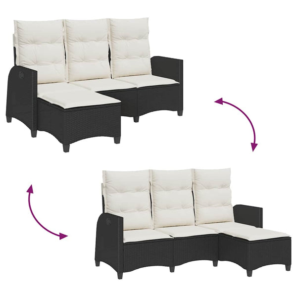 Gartensofa L-Form mit Liegefunktion & Kissen