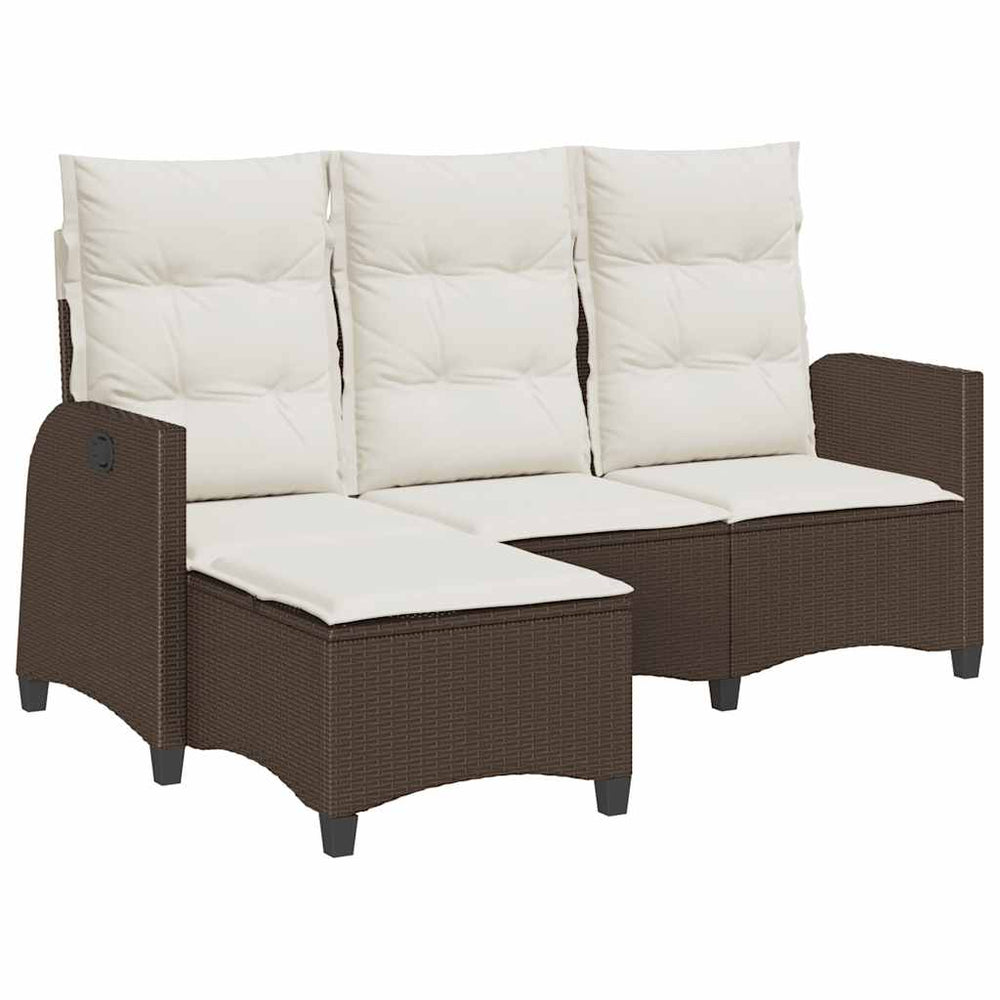 Gartensofa L-Form mit Liegefunktion Braun Rattan