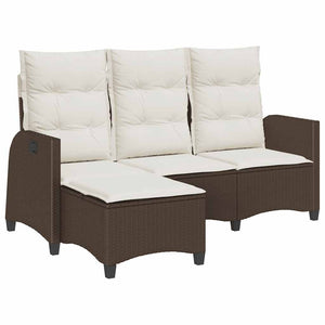 Gartensofa L-Form mit Liegefunktion Braun Rattan