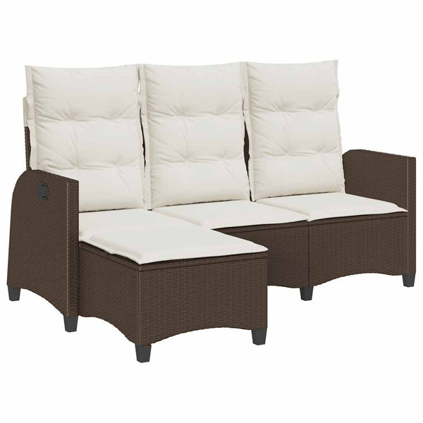 Gartensofa L-Form mit Liegefunktion Braun Rattan