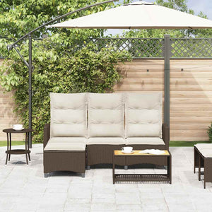 Gartensofa L-Form mit Liegefunktion Braun Rattan