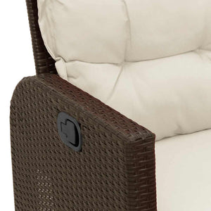 Gartensofa L-Form mit Liegefunktion Braun Rattan