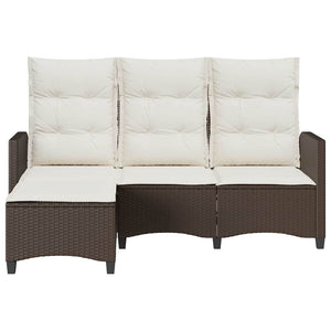 Gartensofa L-Form mit Liegefunktion Braun Rattan
