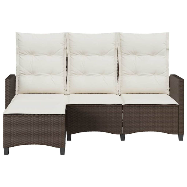 Gartensofa L-Form mit Liegefunktion Braun Rattan
