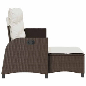 Gartensofa L-Form mit Liegefunktion Braun Rattan