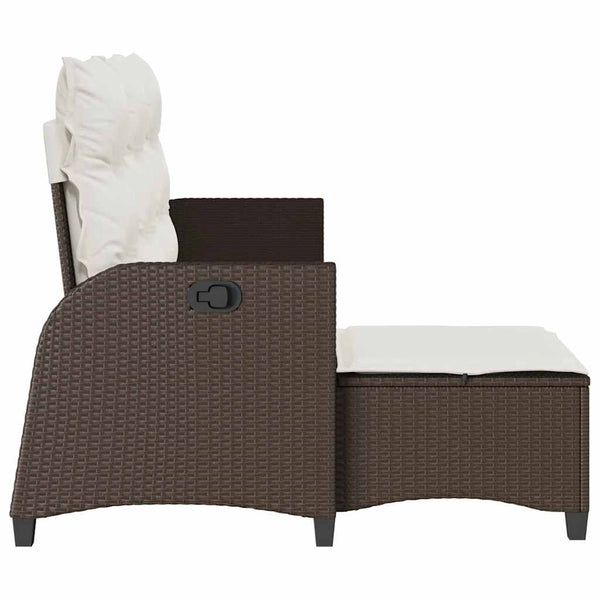 Gartensofa L-Form mit Liegefunktion Braun Rattan