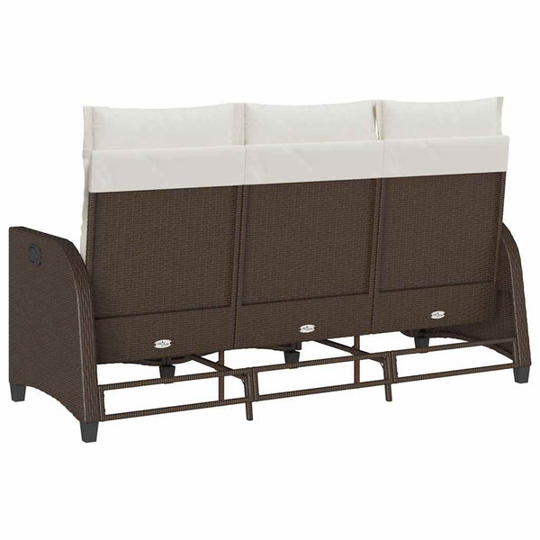 Gartensofa L-Form mit Liegefunktion Braun Rattan