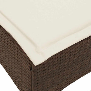 Gartensofa L-Form mit Liegefunktion Braun Rattan