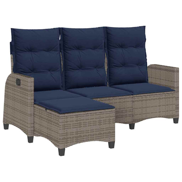 Gartensofa L-Form mit Liegefunktion Grau