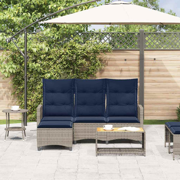 Gartensofa L-Form mit Liegefunktion Grau