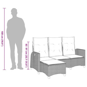 Gartensofa L-Form mit Liegefunktion Grau