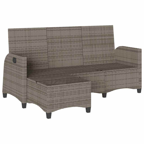 Gartensofa L-Form mit Liegefunktion Grau