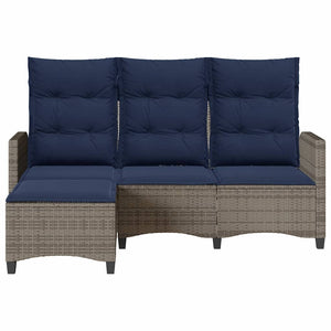 Gartensofa L-Form mit Liegefunktion Grau