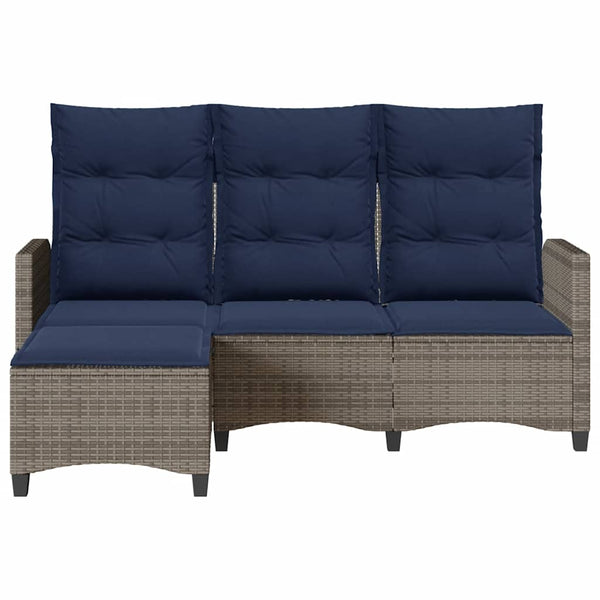 Gartensofa L-Form mit Liegefunktion Grau