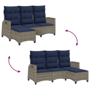 Gartensofa L-Form mit Liegefunktion Grau
