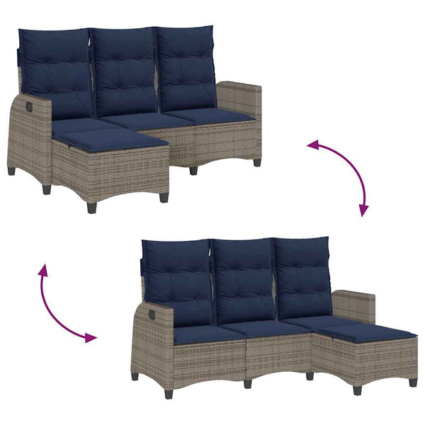 Gartensofa L-Form mit Liegefunktion Grau