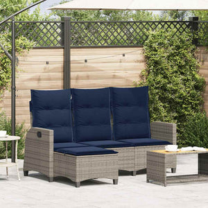 Gartensofa L-Form mit Liegefunktion Grau