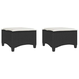 Gartenhocker mit Kissen, 2er Set Schwarz