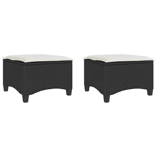 Gartenhocker mit Kissen, 2er Set Schwarz