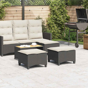 Gartenhocker mit Kissen, 2er Set Schwarz