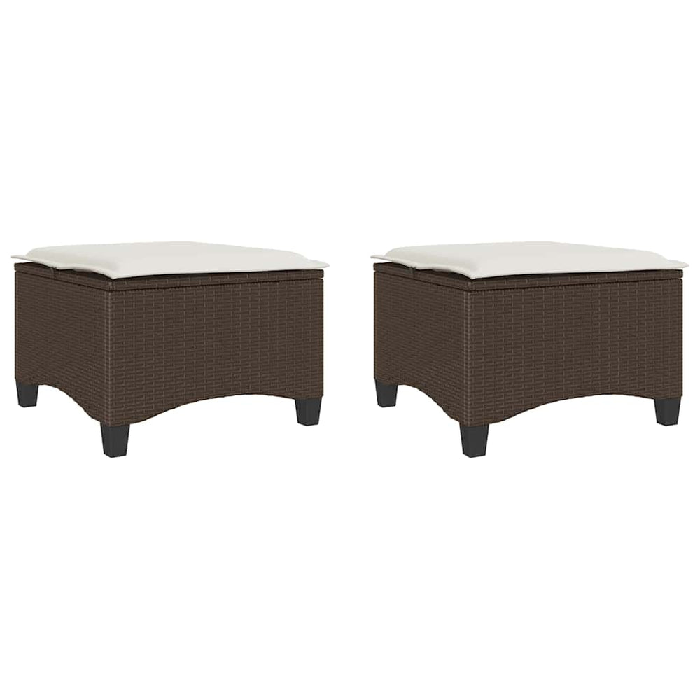 Gartenhocker Braun mit Kissen, 2er-Set