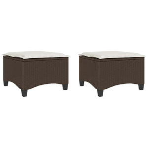 Gartenhocker Braun mit Kissen, 2er-Set