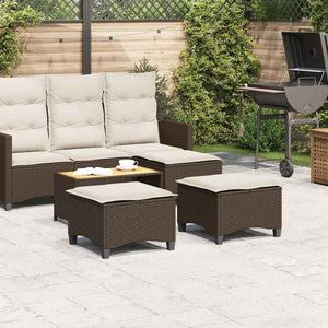Gartenhocker Braun mit Kissen, 2er-Set