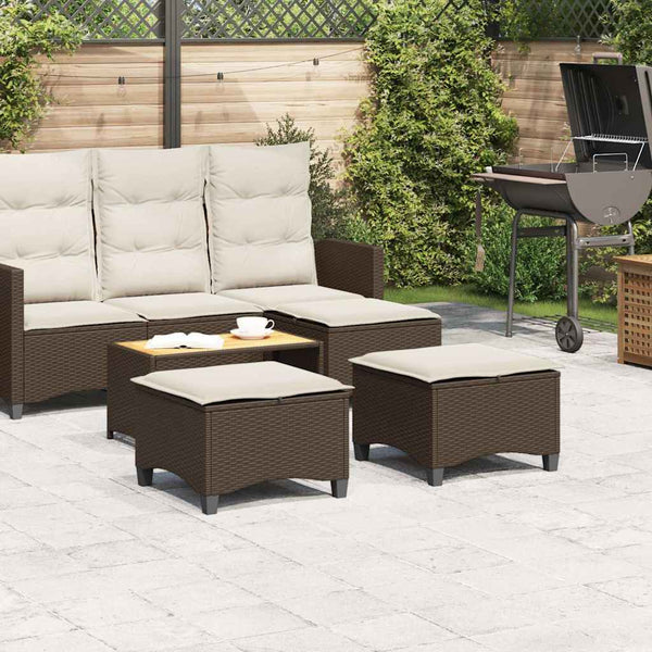 Gartenhocker Braun mit Kissen, 2er-Set