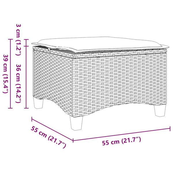 Gartenhocker Braun mit Kissen, 2er-Set