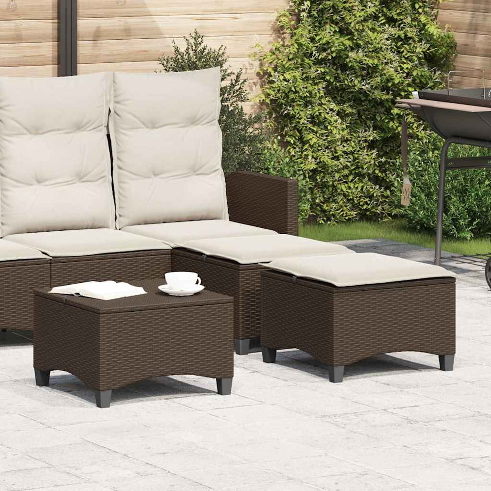 Gartenhocker Braun mit Kissen, 2er-Set