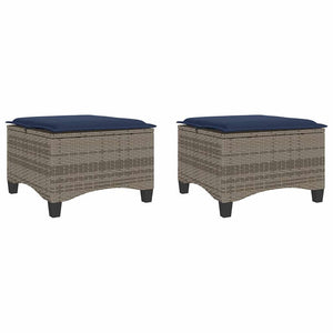 Gartenhocker mit Kissen, 2er Set Grau