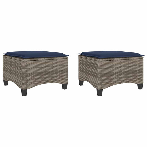 Gartenhocker mit Kissen, 2er Set Grau
