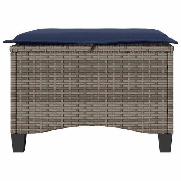 Gartenhocker mit Kissen, 2er Set Grau