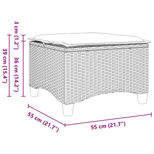 Gartenhocker mit Kissen, 2er Set Grau