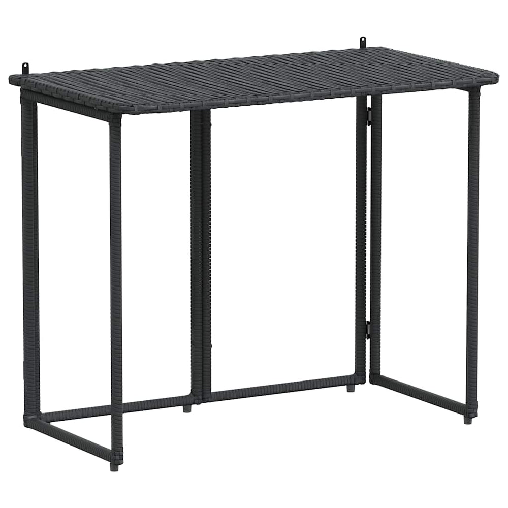 Klappbarer Gartentisch Schwarz Poly Rattan 90x51cm