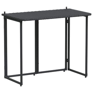 Klappbarer Gartentisch Schwarz Poly Rattan 90x51cm