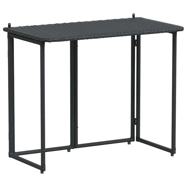 Klappbarer Gartentisch Schwarz Poly Rattan 90x51cm
