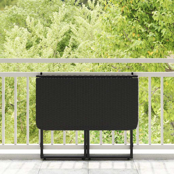 Klappbarer Gartentisch Schwarz Poly Rattan 90x51cm