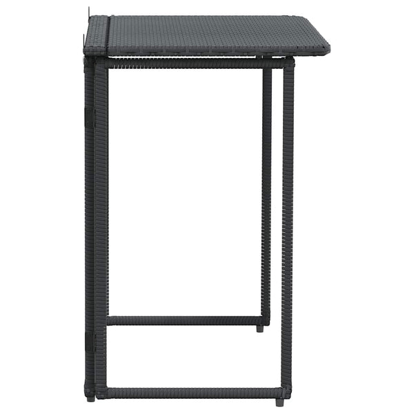 Klappbarer Gartentisch Schwarz Poly Rattan 90x51cm