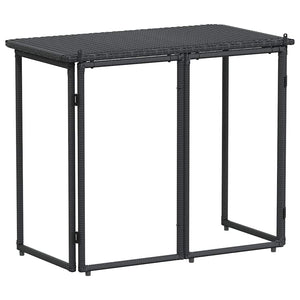 Klappbarer Gartentisch Schwarz Poly Rattan 90x51cm
