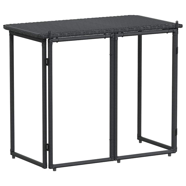 Klappbarer Gartentisch Schwarz Poly Rattan 90x51cm