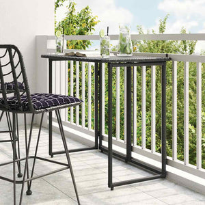 Klappbarer Gartentisch Schwarz Poly Rattan 90x51cm