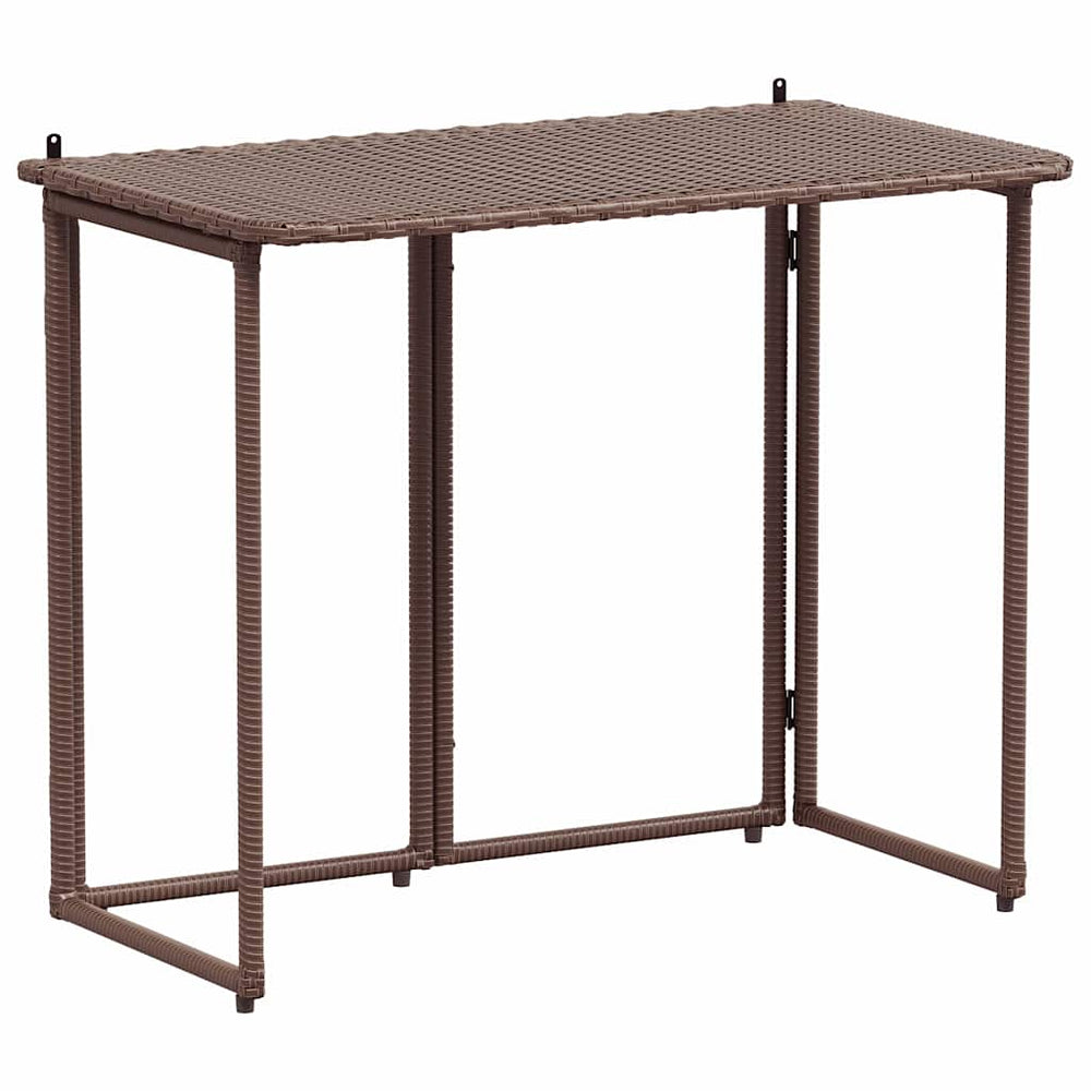 Klappbarer Gartentisch Braun Poly Rattan 90x51cm