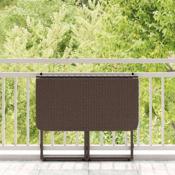 Klappbarer Gartentisch Braun Poly Rattan 90x51cm